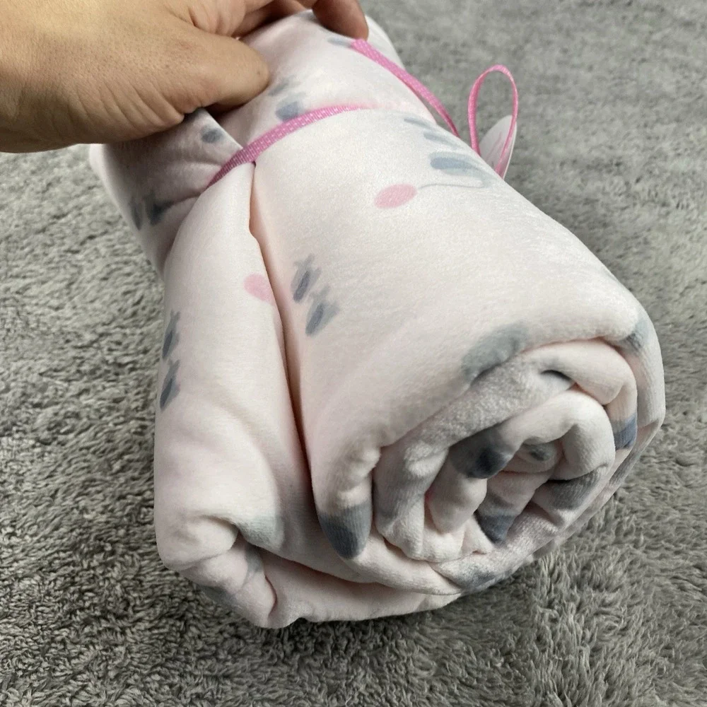 The Childrens Place‎ Baby Blanket Gray Pink Elephants Balloons Sherpa